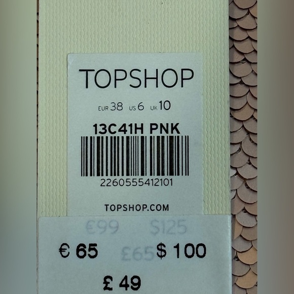 NWT Women’s TOPSHOP Rose gold reversible sequin short sleeve top- Size 6 - Picture 8 of 11